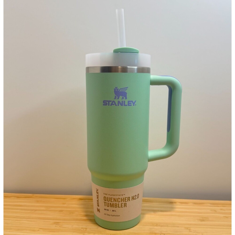 Stanley Quencher H2.0 FlowState 30 oz Tumbler Mint Green Purple NWT - Picture 2 of 13